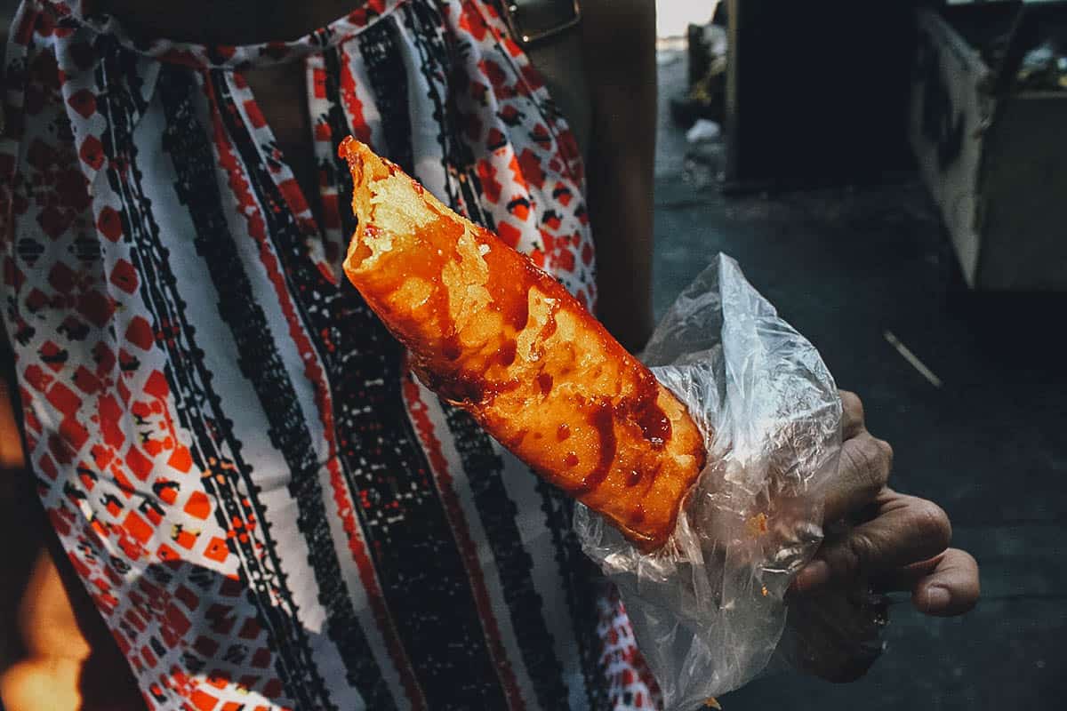 Turon, a popular street food dish in the Philippines