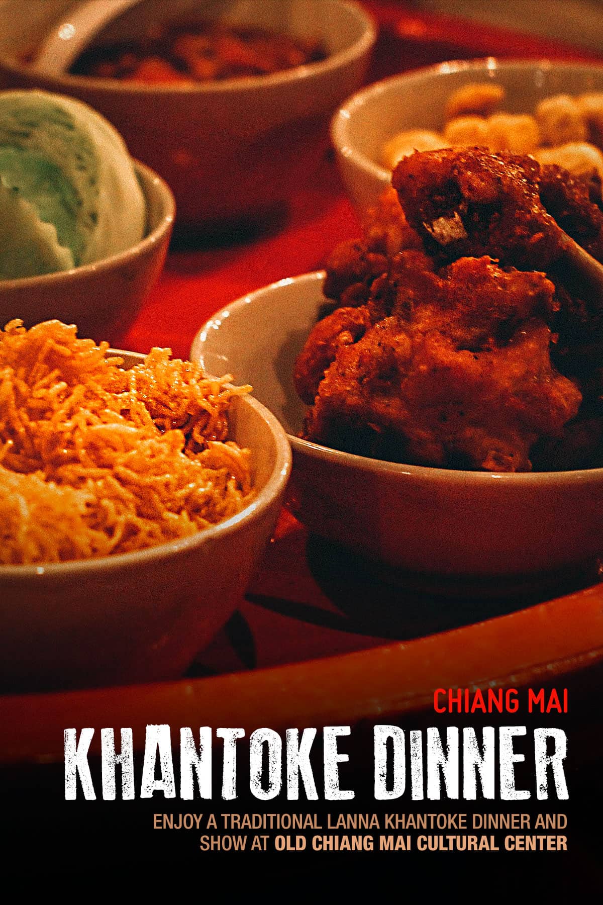 Dinner on khantoke tray in Chiang Mai, Thailand
