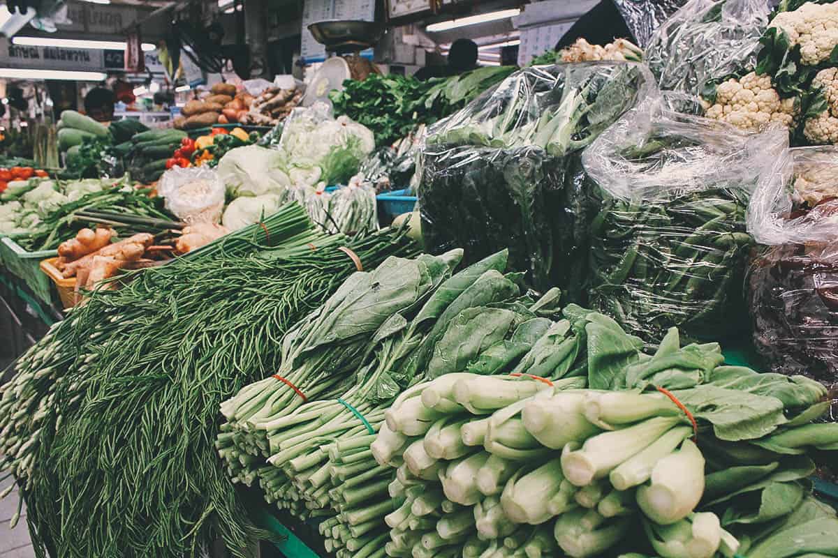 Fresh produce for sale at Or Tor Kor Market in Bangkok