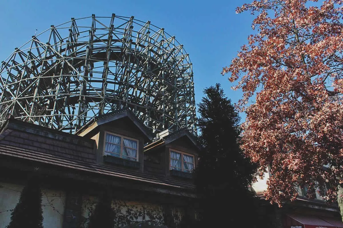 Wooden roller coaster at Everland Resort, South Korea