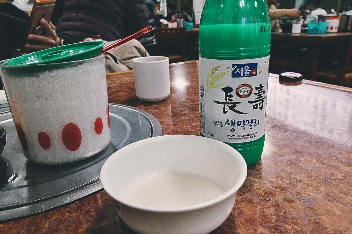 Makgeolli at Imun Seolnongtang in Seoul, South Korea