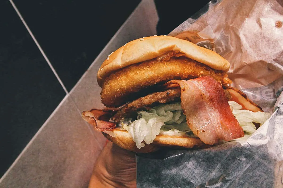 Mozzarella bacon burger at Lotteria in Seoul, South Korea