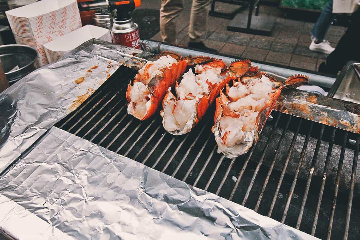 Lobster tails at Myeongdong in Seoul, South Korea