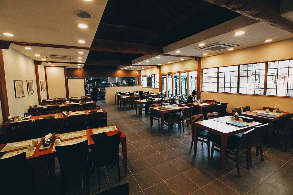 Inside a Korean restaurant on Nami Island in South Korea