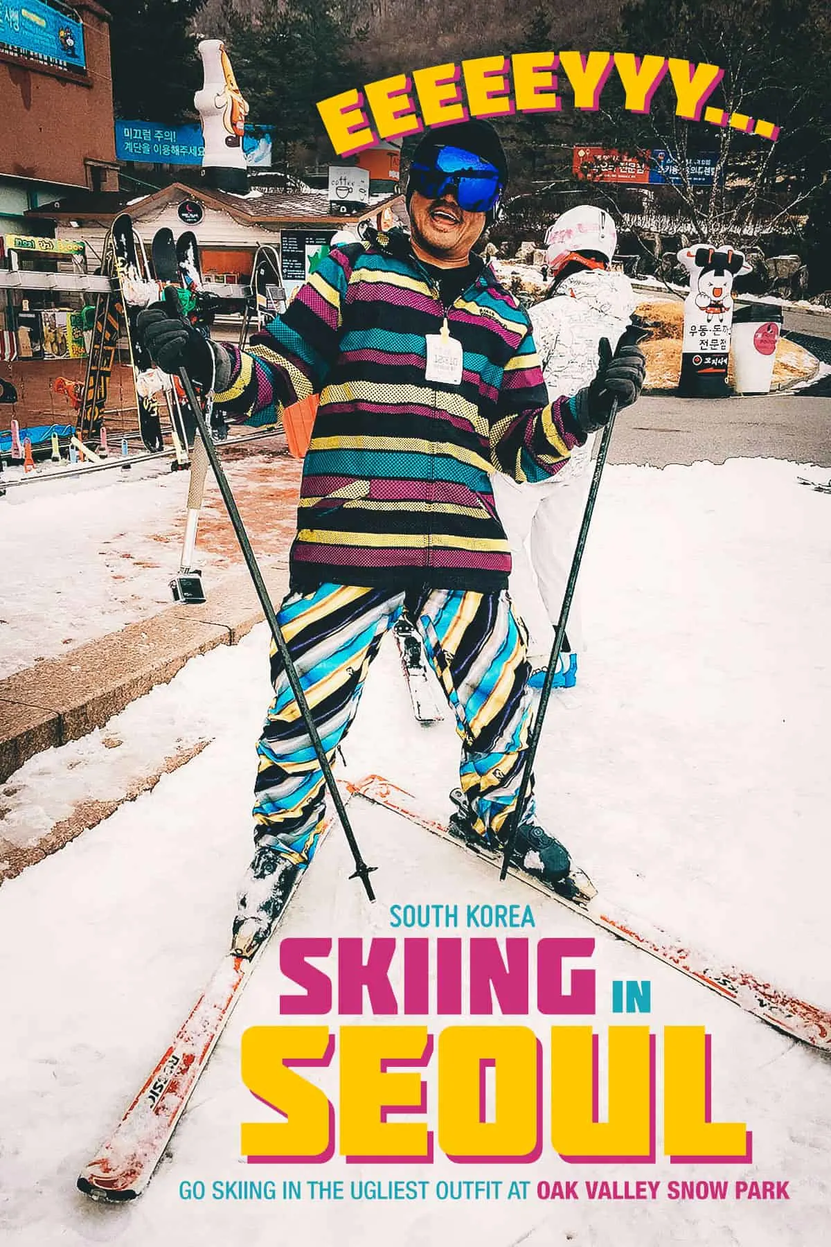 Skiing at Oak Valley Snow Park in Seoul, South Korea