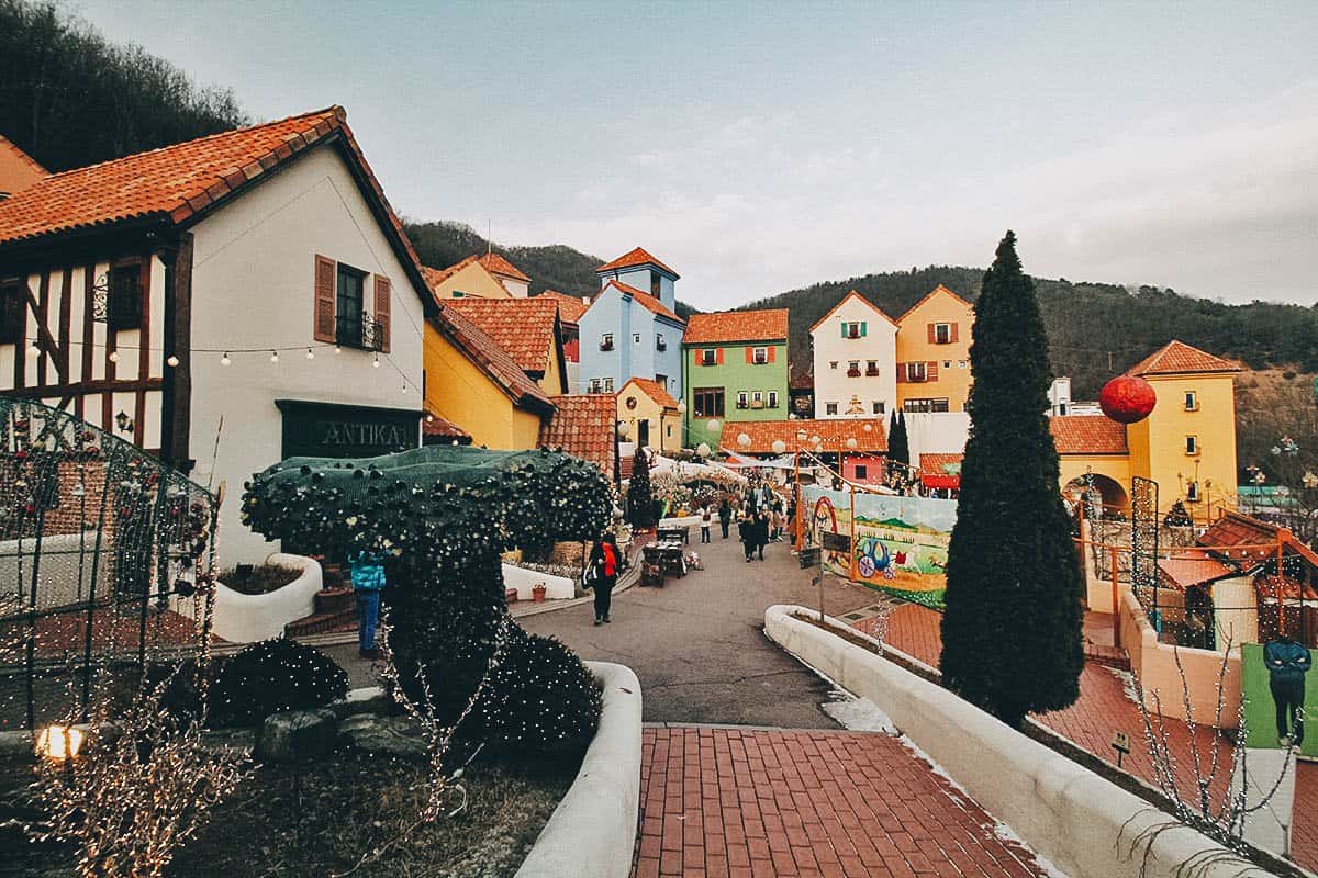 Colorful houses at Petite France in South Korea