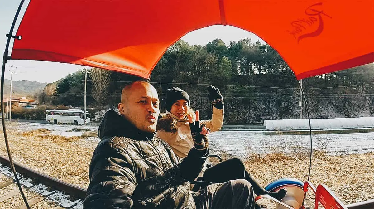 JB and Ren at Gangchon Rail Park in South Korea