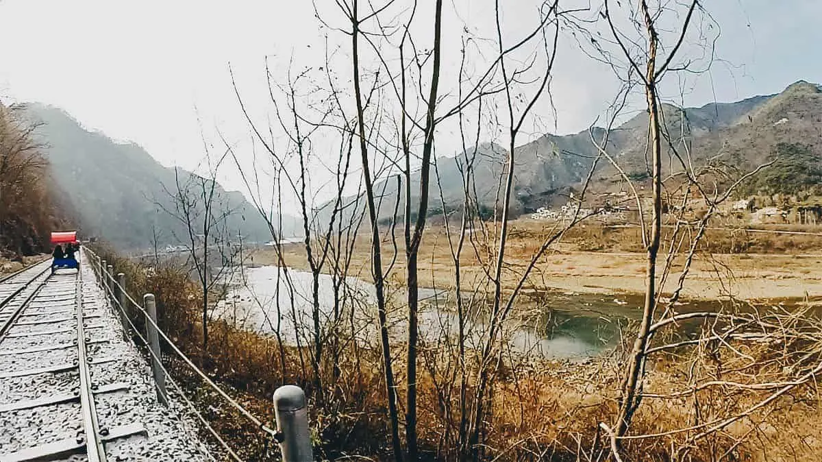 Beautiful scenery by the tracks at Gangchon Rail Park in South Korea