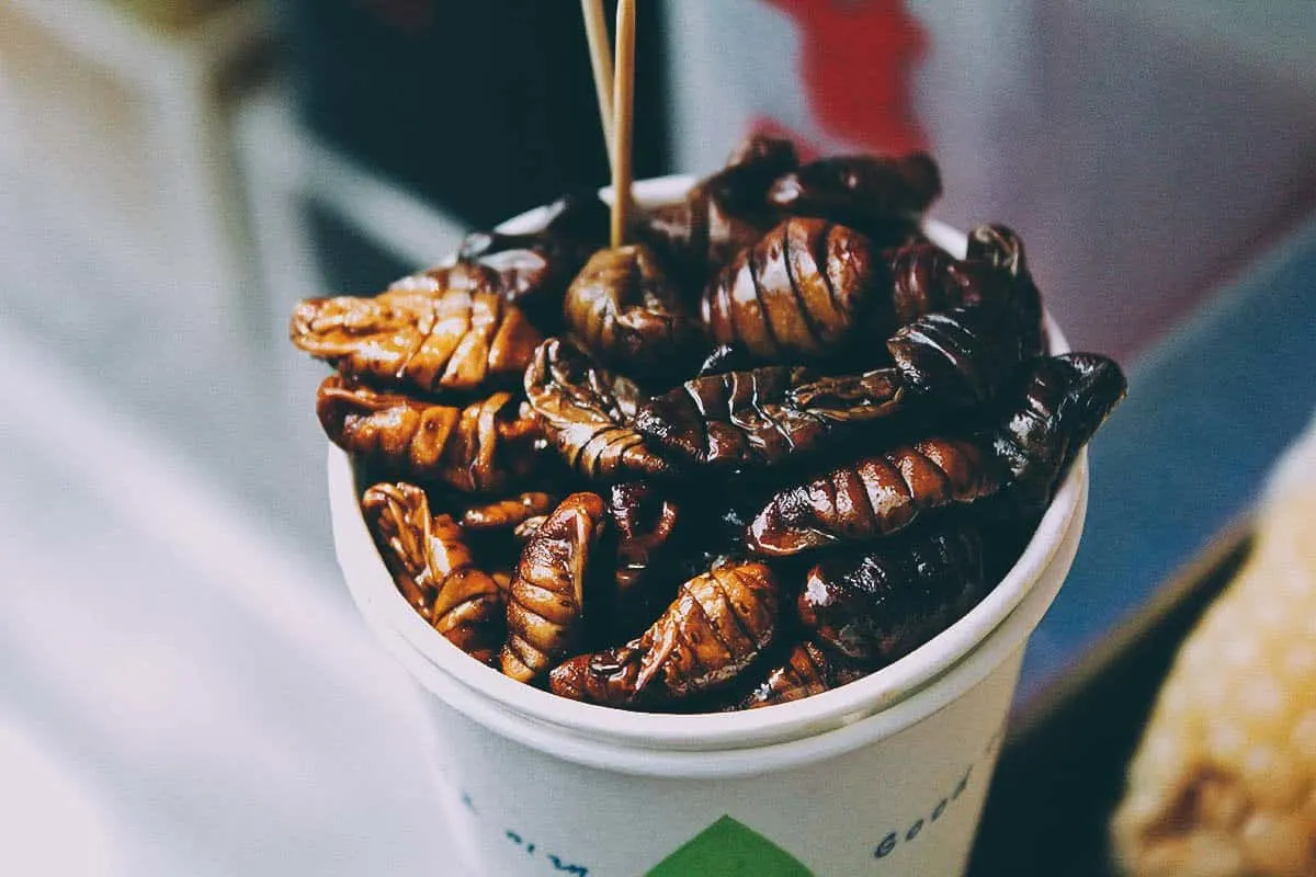 Things to Eat in South Korea Beongdegi, stewed silkworm larvae