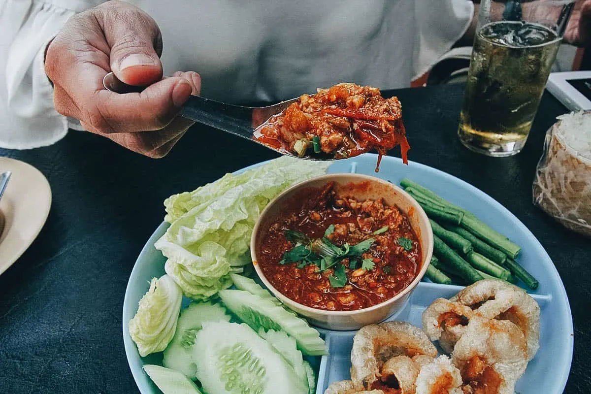 Nam prik ong, a spicy dip made with dry chili