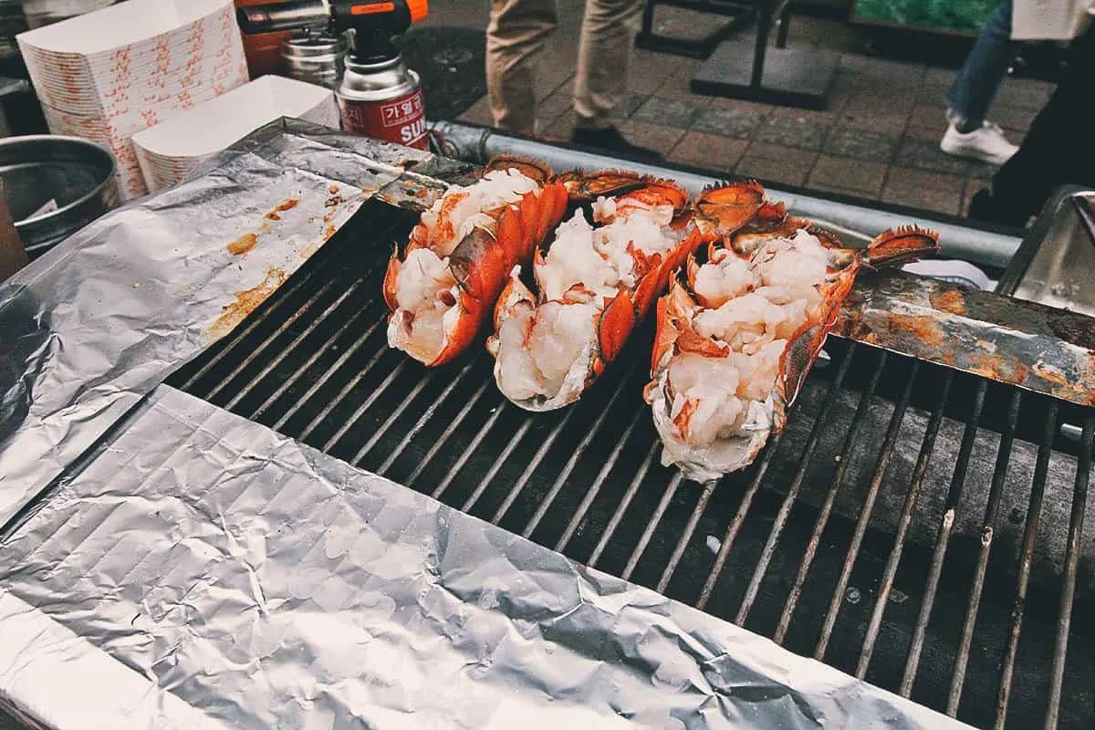 Grilled lobster tails in Seoul