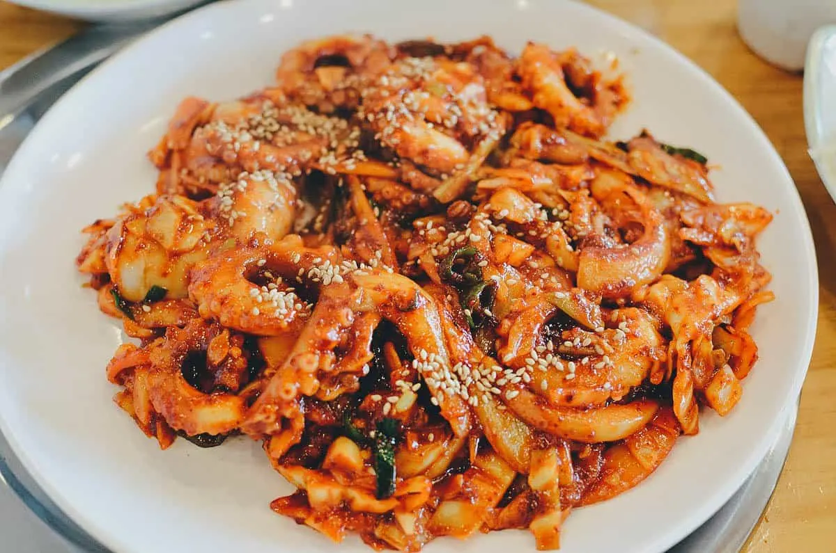 Nakji bokkeum or Korean stir-fried octopus
