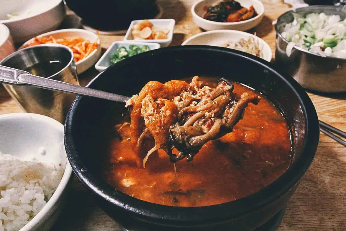 Things to Eat in South Korea Chueotang soup with kimchi stew and side dishes