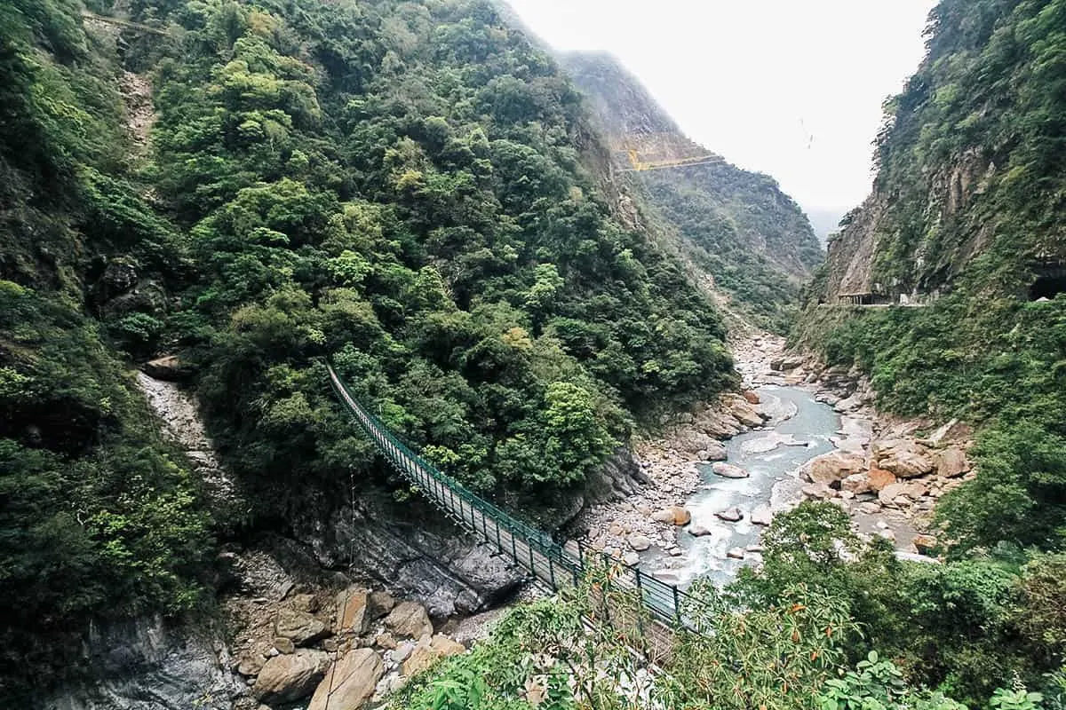 Hanging bridge at Taroko Gorge in Hualien, Taiwan