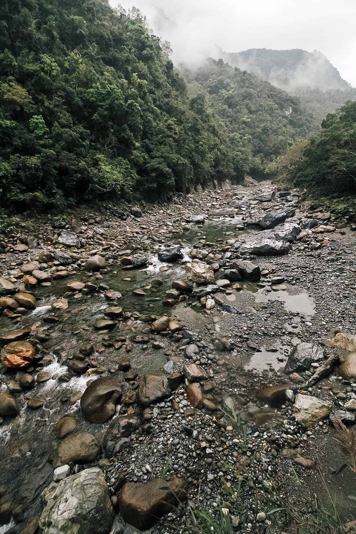 Hiking along Shakadang Stream at Taroko Gorge National Park in Hualien, Taiwan