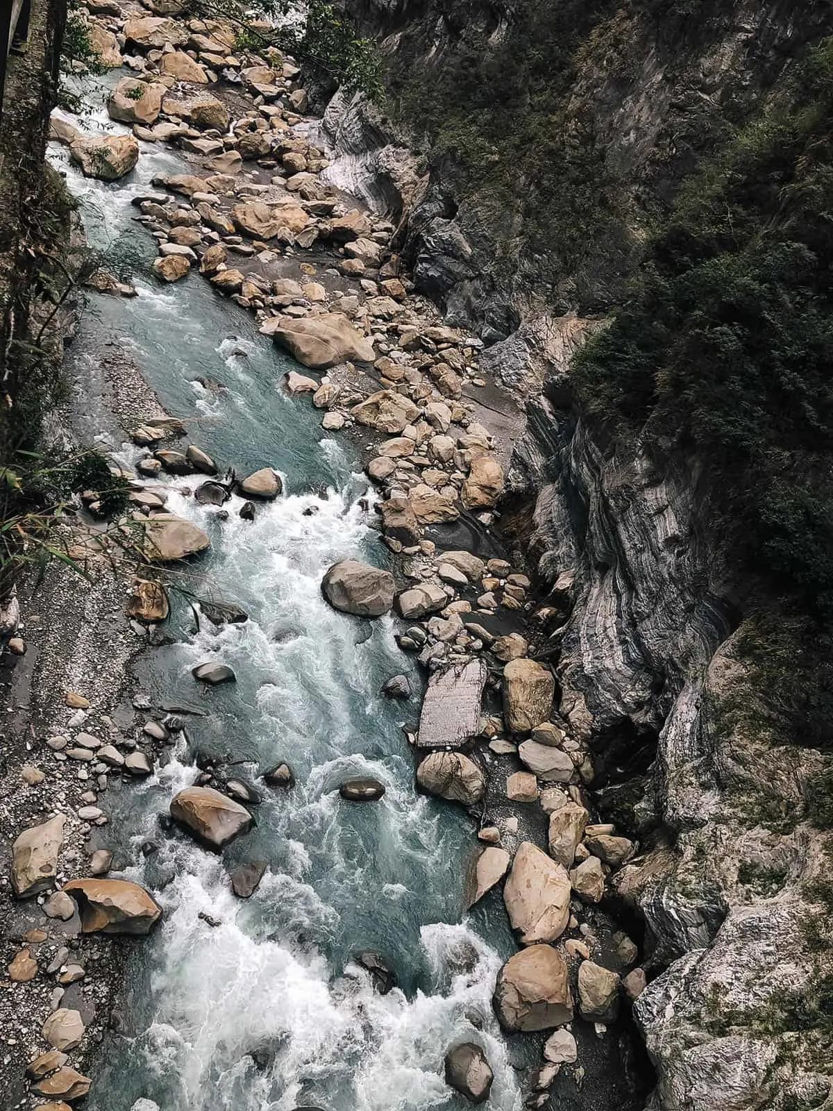 View of the river at Taroko Gorge in Hualien, Taiwan