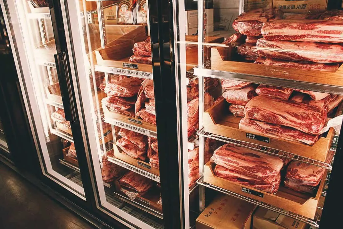 Addiction Aquatic Development, Taipei Freezer with meat at AAD in Taipei