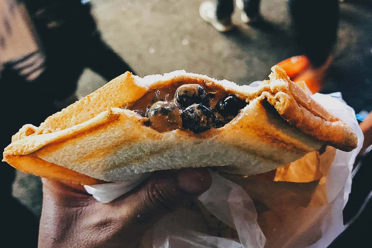 Boba toast at Ruifeng Night Market in Kaohsiung, Taiwan