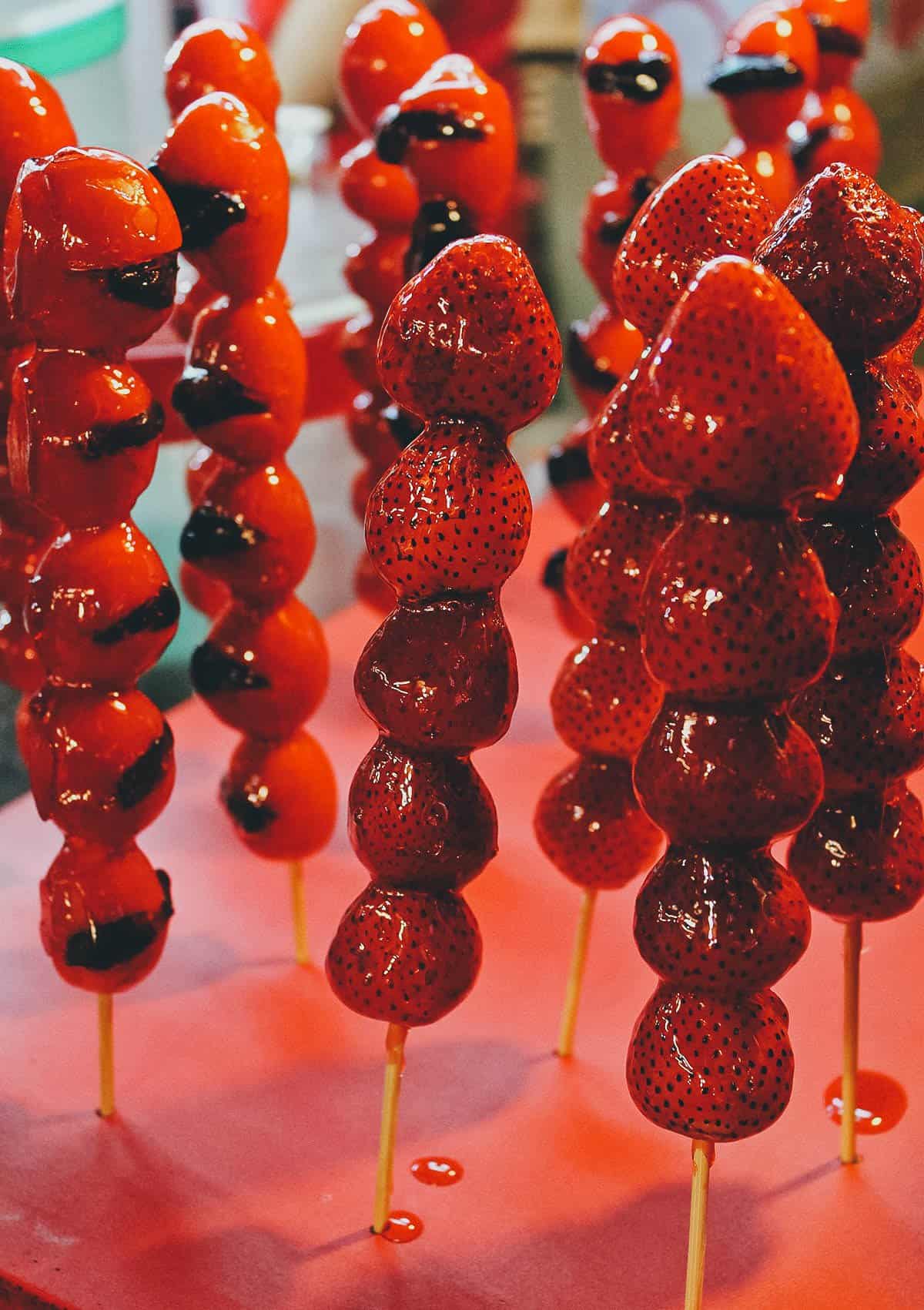 Tanghulu at a night market in Taiwan