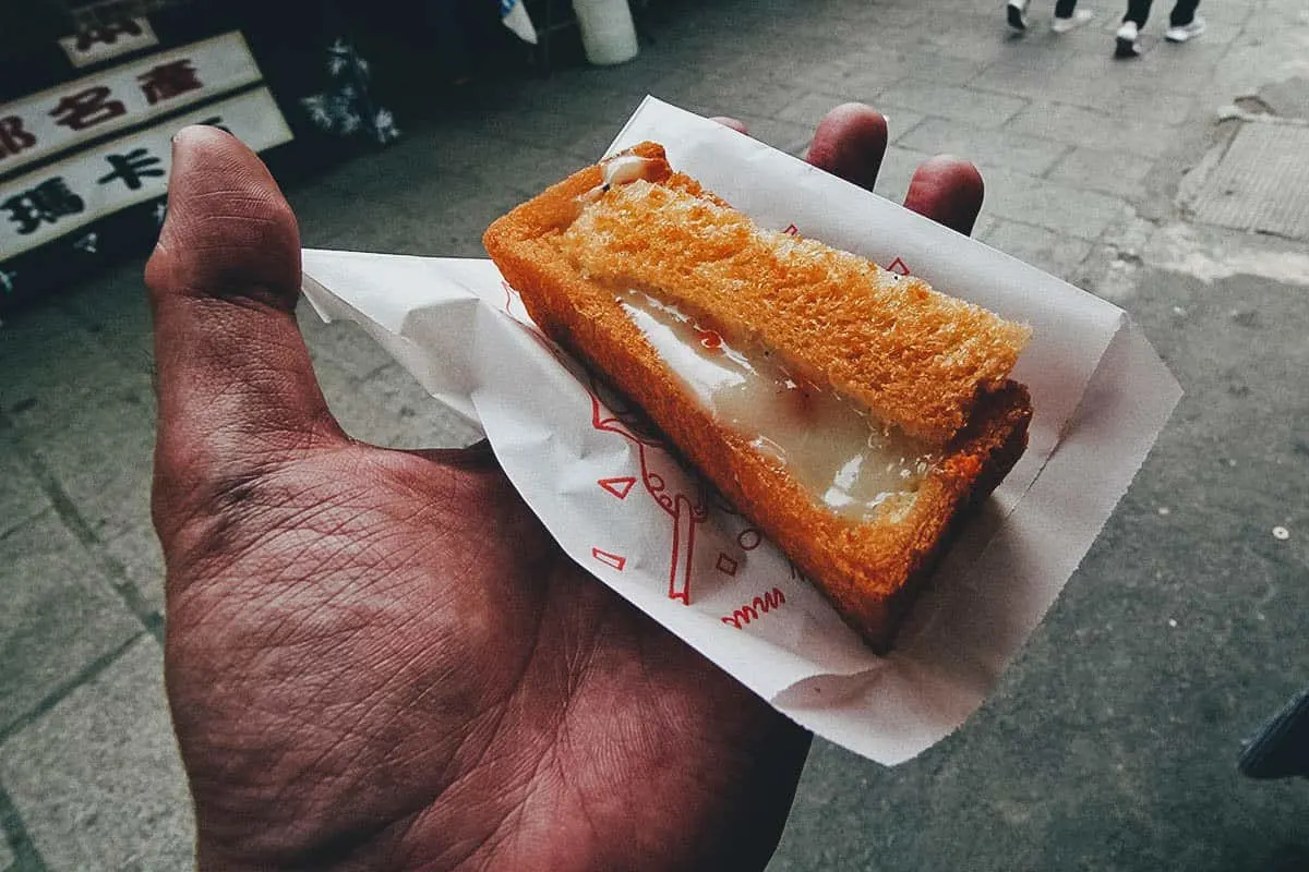 Coffin bread along Anping Old Street in Tainan, Taiwan