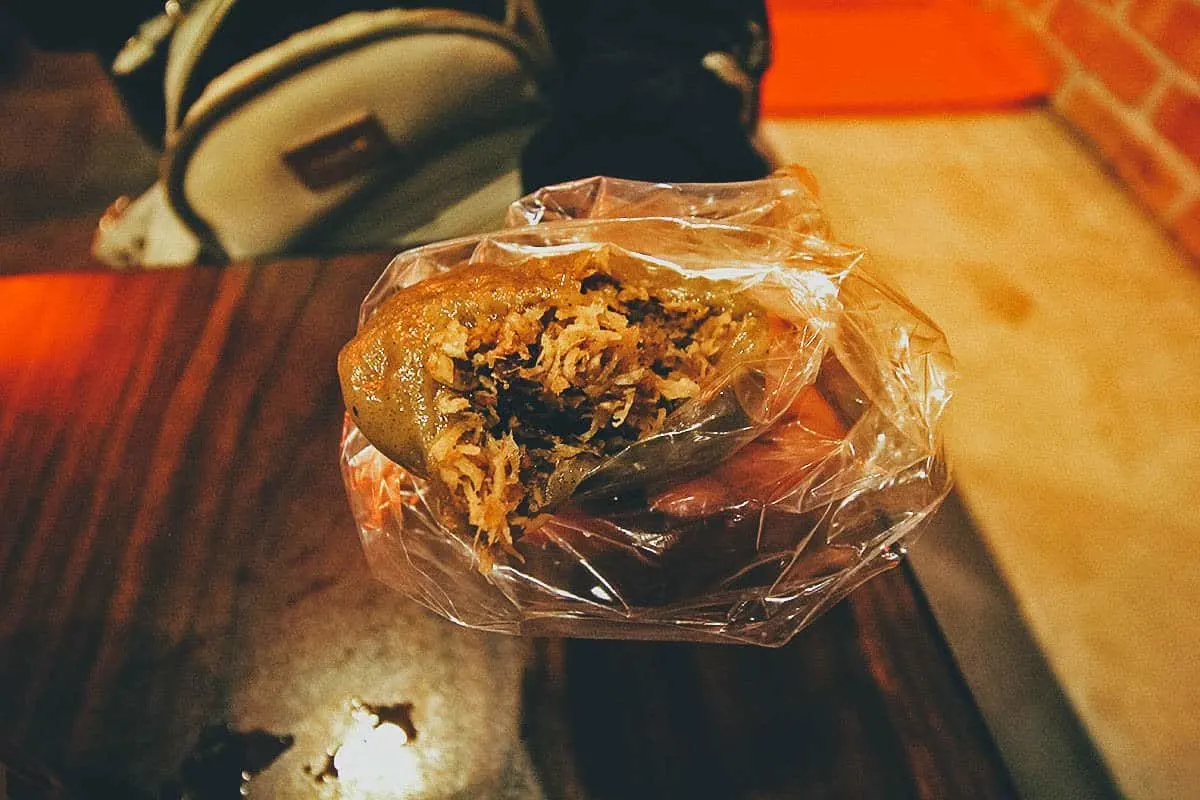 Inside a glutinous rice cake on Jiufen Old Street, Taiwan