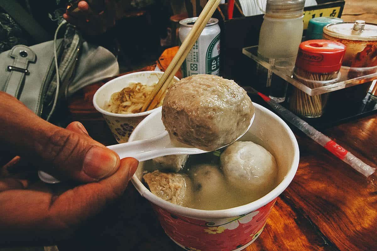Bowl of meatball soup on Jiufen Old Street, Taiwan
