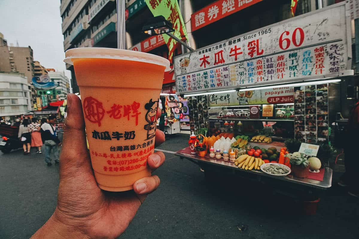 Papaya Milk at Liouhe Night Market in Kaohsiung, Taiwan