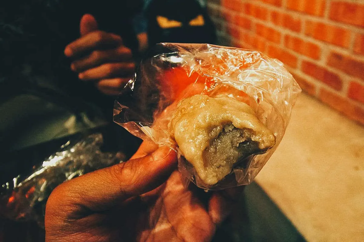 Steamed taro cake on Jiufen Old Street, Taiwan