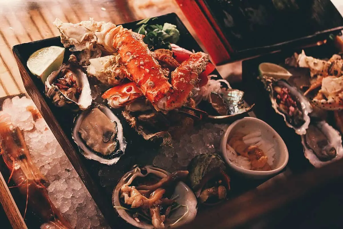 Seafood platter at Addiction Aquatic Development in Taipei, Taiwan