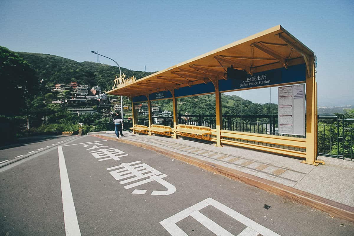 Bus stop in Jiufen, New Taipei City, Taiwan