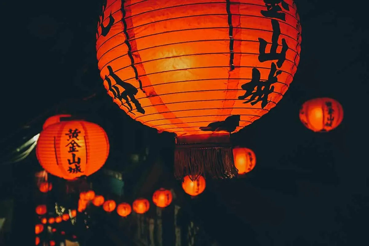 Red lanterns at night in Jiufen, New Taipei City, Taiwan