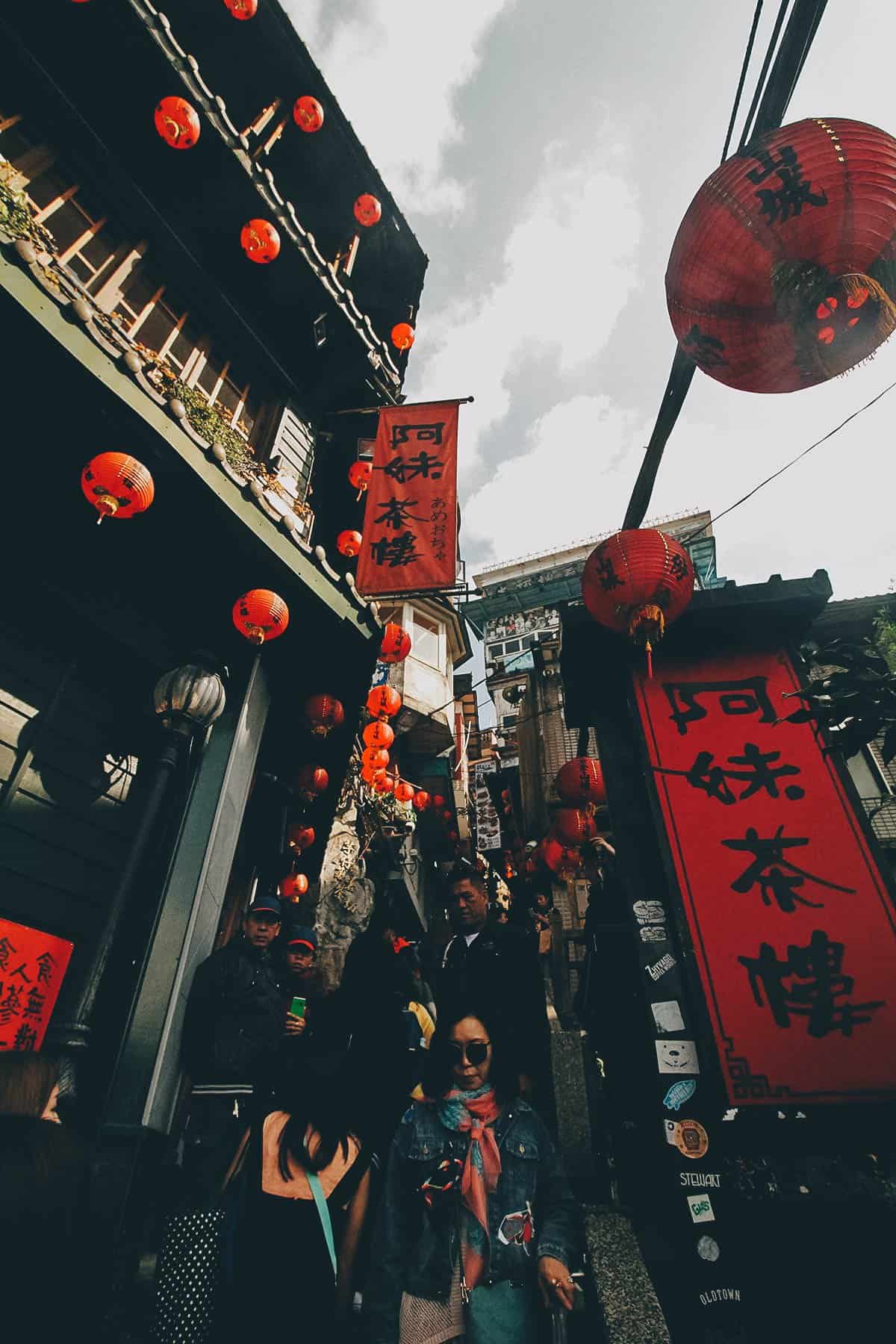 Lots of tourists in Jiufen, New Taipei City, Taiwan