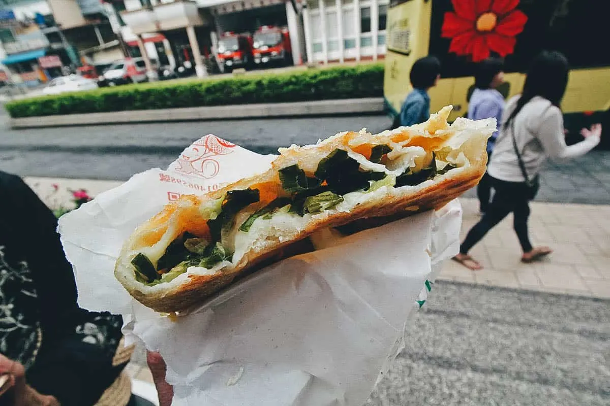 Scallion pancake in Nantou County, Taiwan