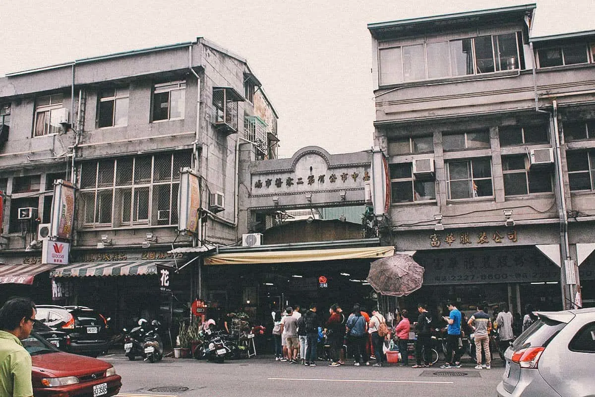 Line of customers outside Second Market in Taichung, Taiwan