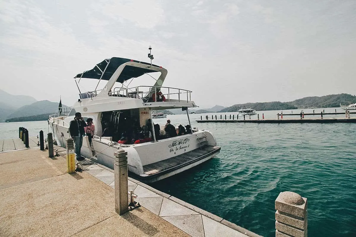 Shuishe Pier, Sun Moon Lake, Nantou County, Taiwan Ferry at Shuishe Pier in Nantou County, Taiwan