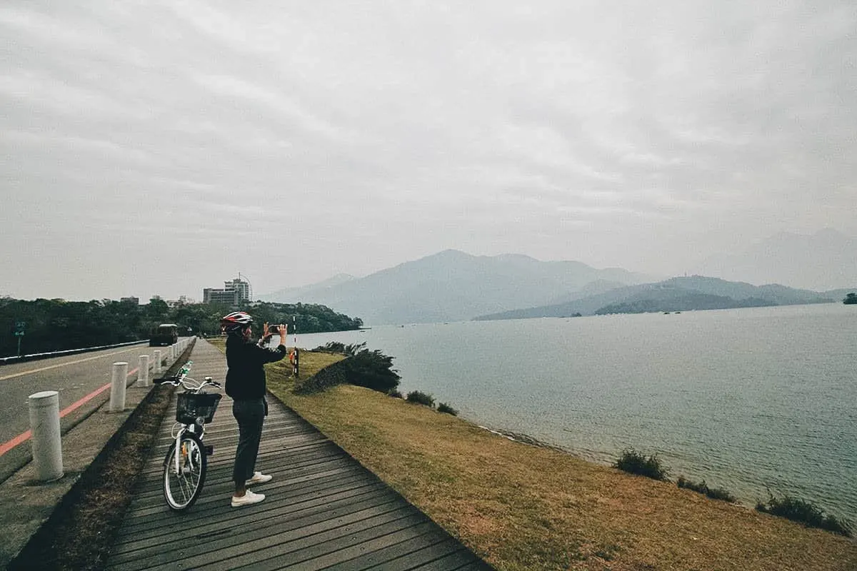Ren taking a picture of Sun Moon Lake in Nantou County, Taiwan
