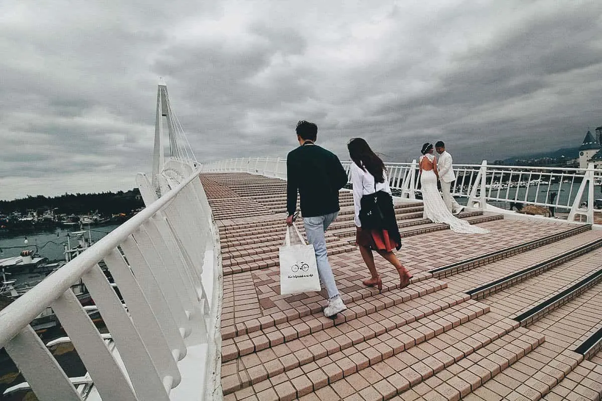 Tamsui, New Taipei City, Taiwan Walking on Lover's Bridge in Tamsui, New Taipei City, Taiwan