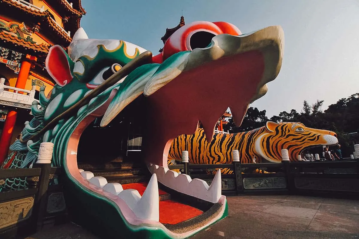 Dragon and Tiger Pagodas Close-up of the dragon pagoda