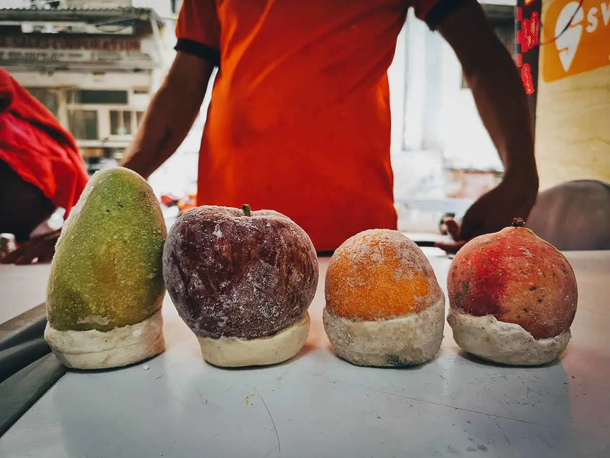 Indian Street Food Different types of kulfi from a street food stall in Delhi
