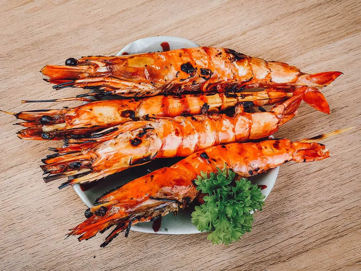 Grilled king prawns in Krabi