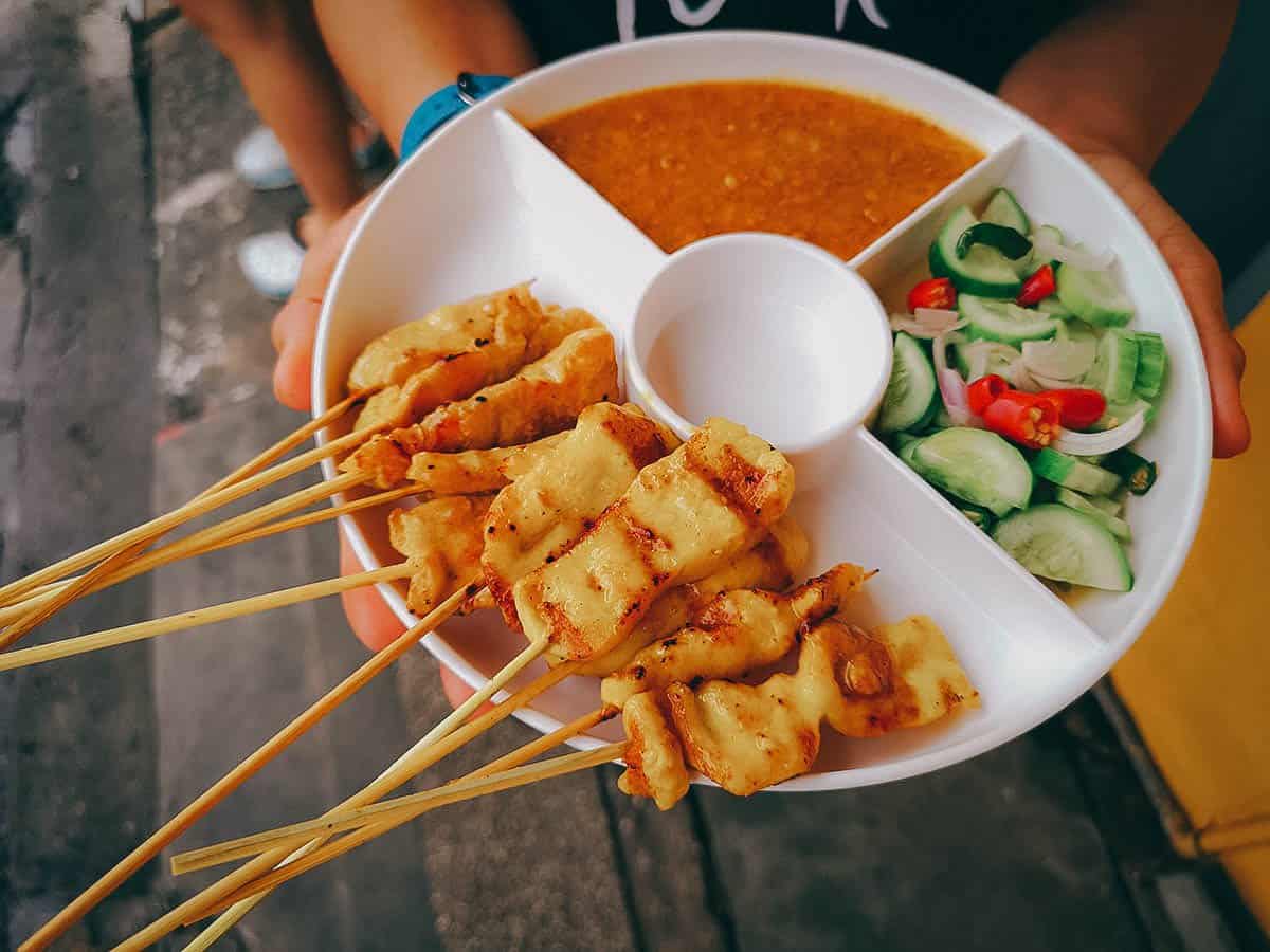 Thai satay served with sweet peanut sauce