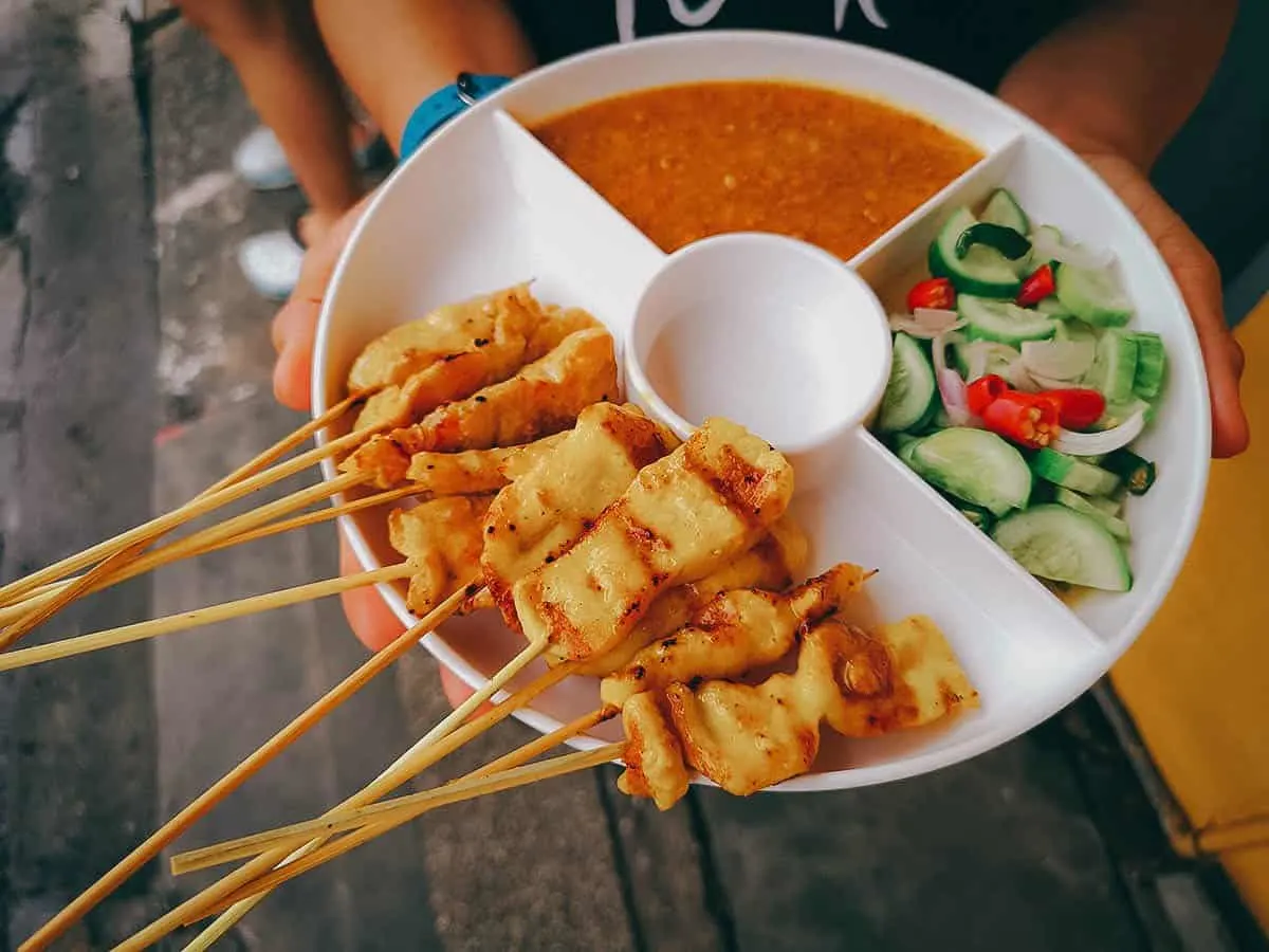Chicken Satay Recipe Plate of Thai chicken satay