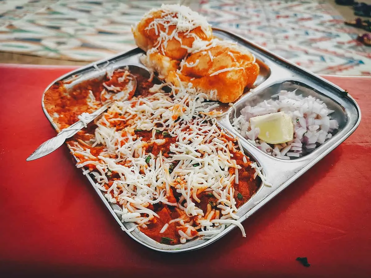 Indian Street Food Phav bhaji, one of the best street food dishes from Mumbai