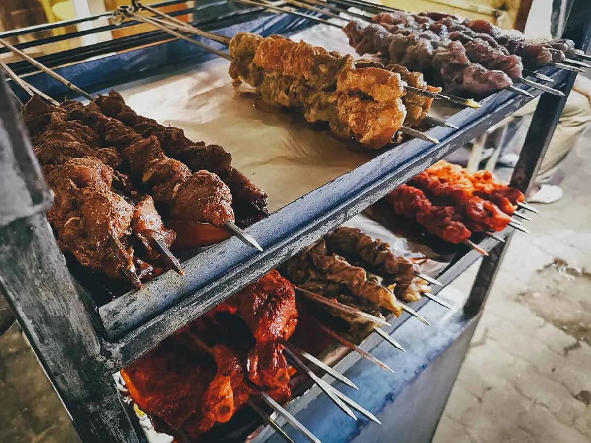 Indian Street Food Different types of kebab like lamb, mutton, beef, chicken tikka, etc in Mumbai