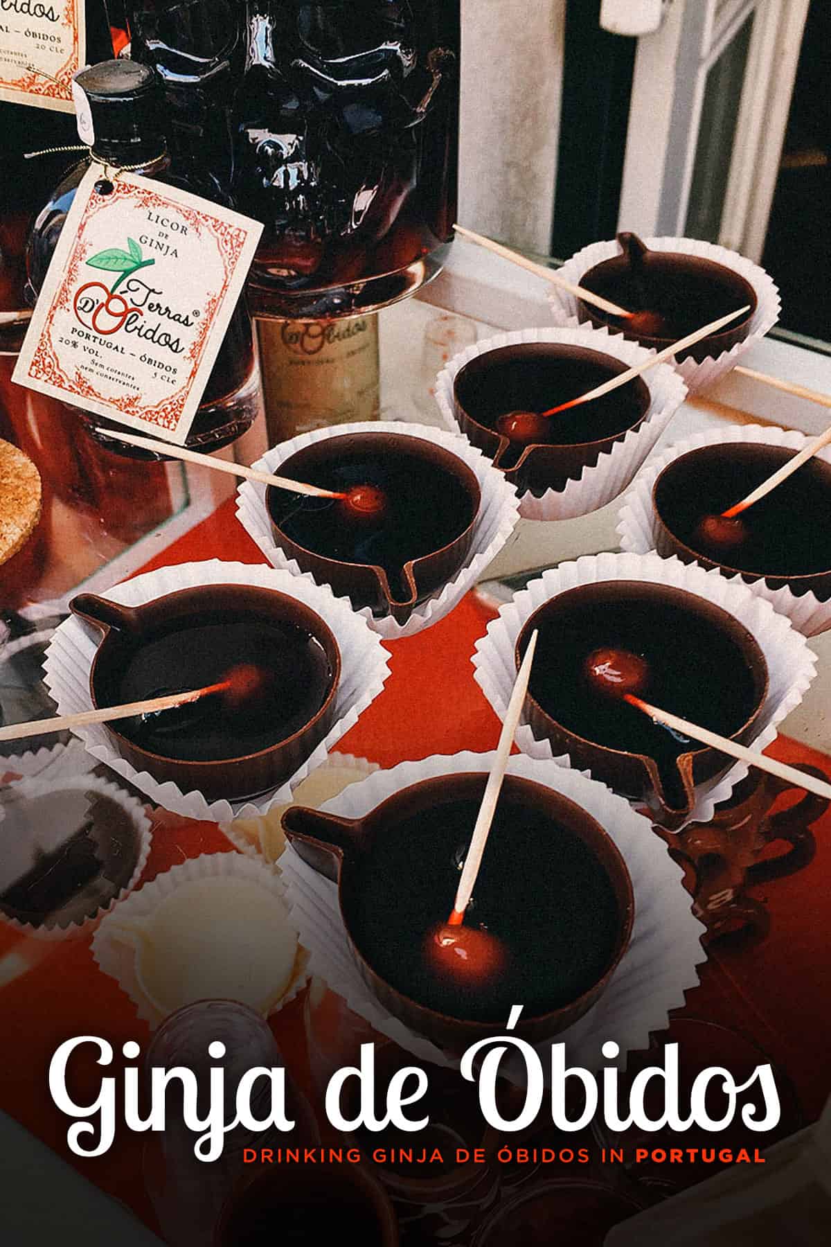 Ginja de Óbidos in chocolate cups