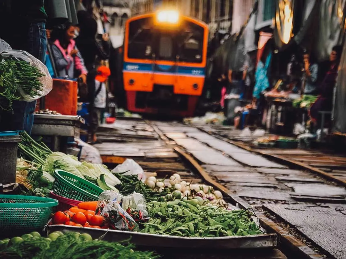 Maeklong Railway Market in Bangkok, Thailand