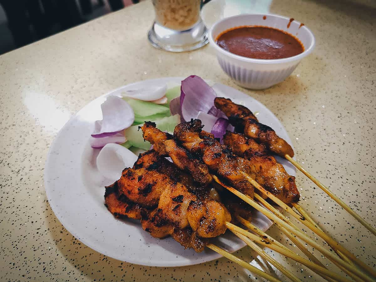 Plate of satay in Singapore