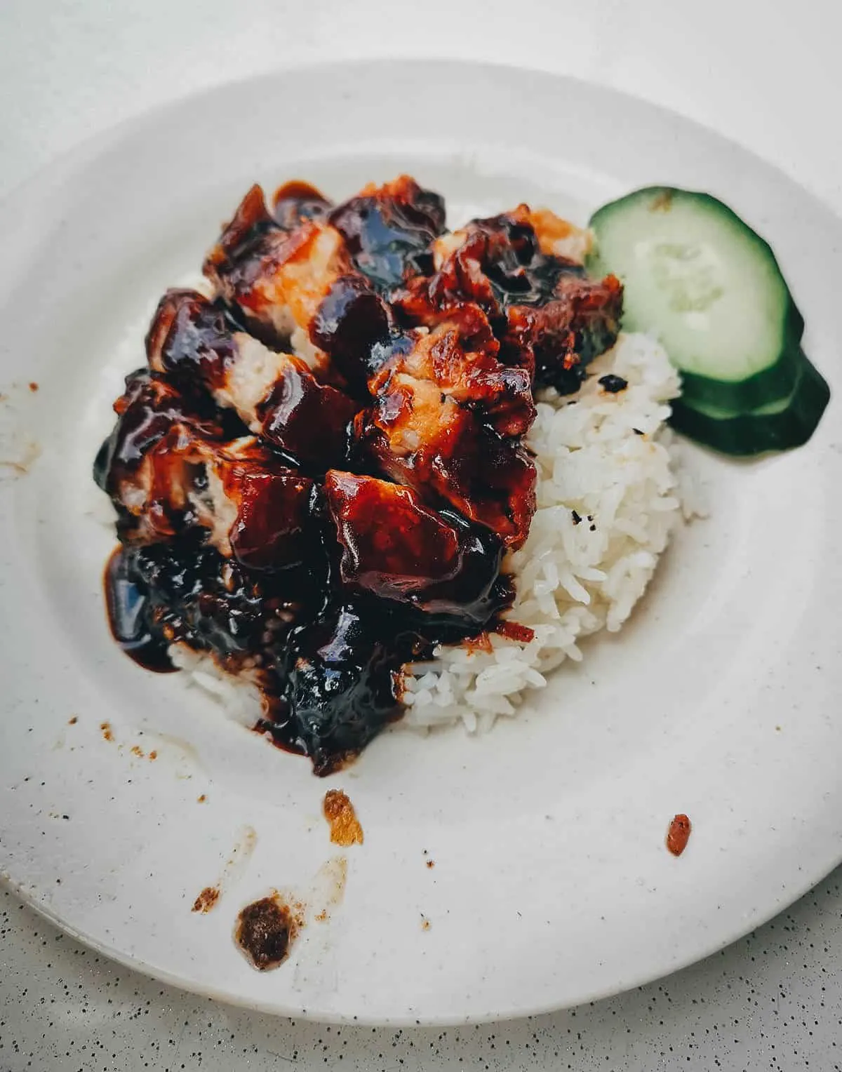 Glistening plate of char siew, a popular dish from Hong Kong