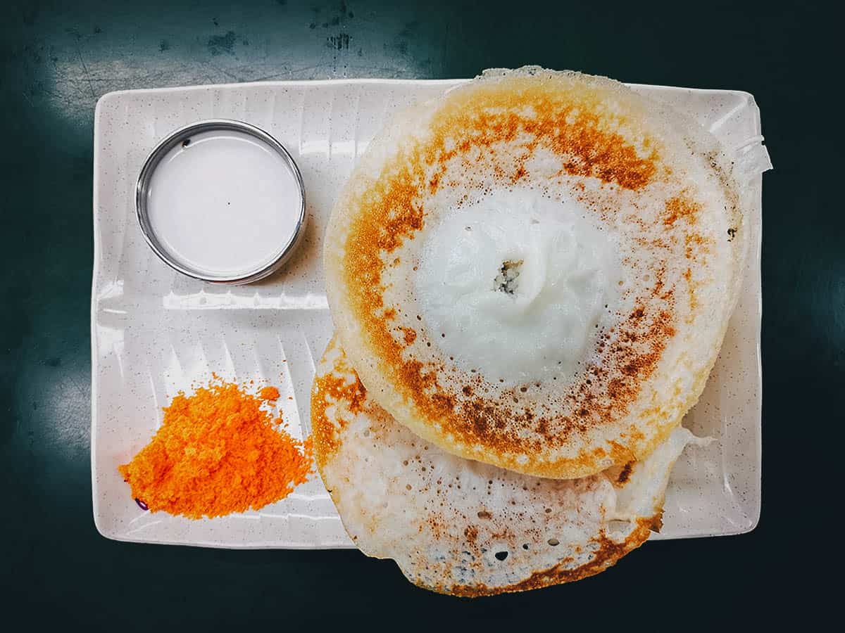 Plate of appam in Singapore