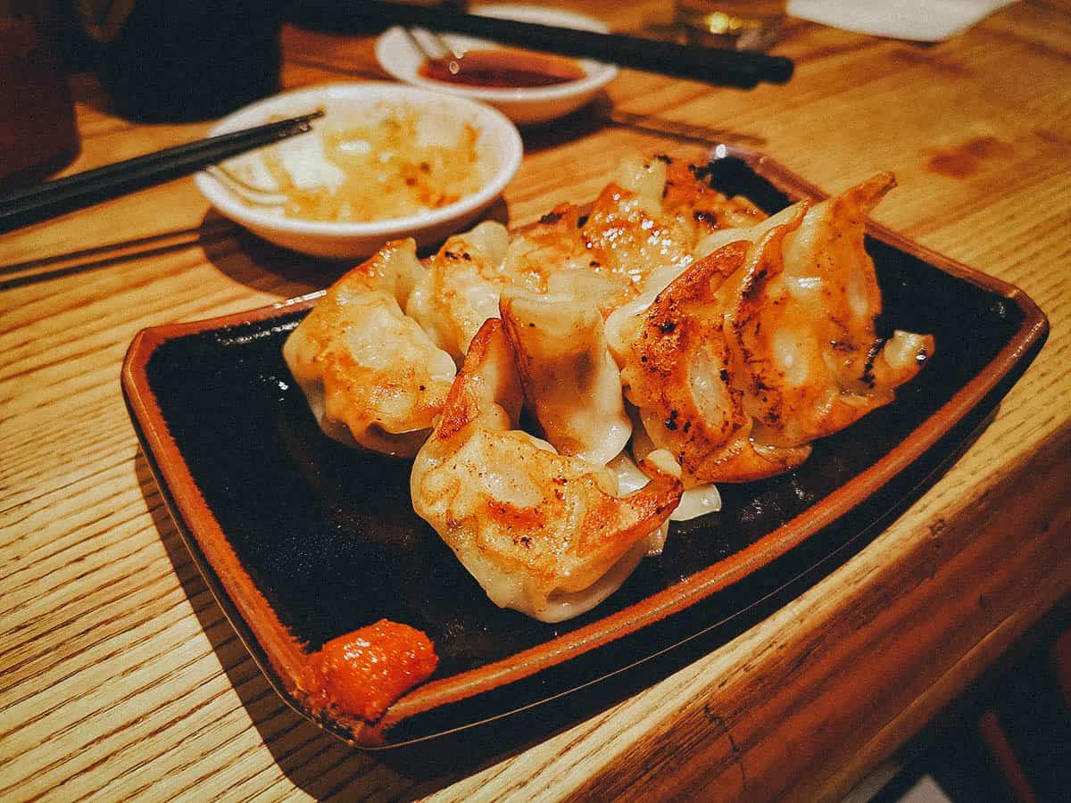 Gyoza at Ippudo restaurant in Osaka